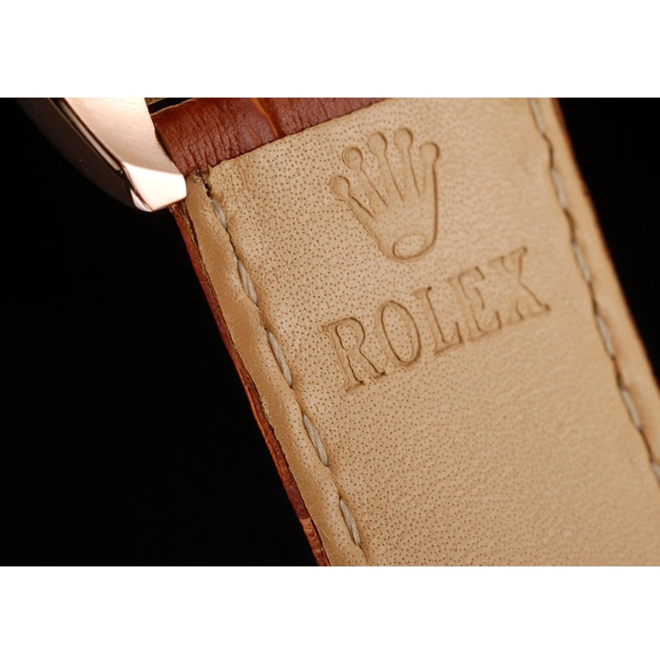 Aaa fake watches Brown Strap Rolex Gold Daytona Leather Rose Brown Dial Case 0820